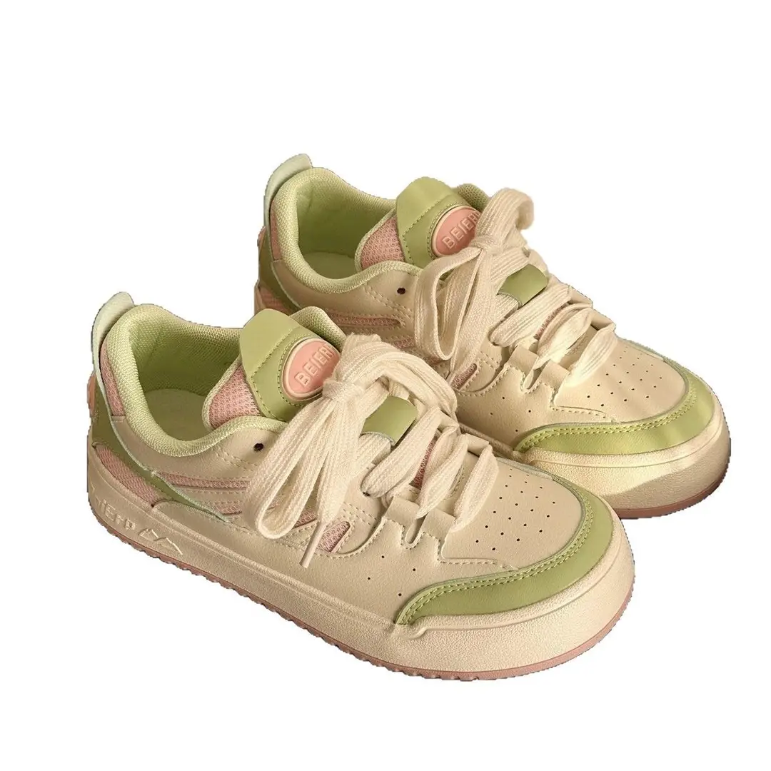 Factory direct 2025 spring new fresh green color matching casual Joker white shoes sweet ins training shoes women - Image 6