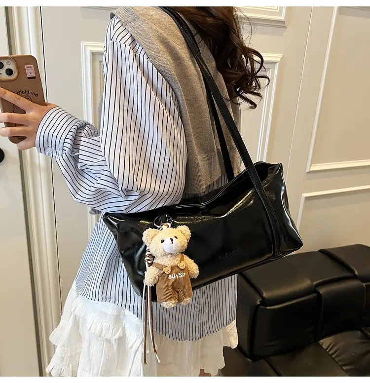 Vintage Work Commuter Bag Women's All-match New Fashion One-shoulder Underarm Bag High-end Sense Handbag luggage and leather goods — feature 18