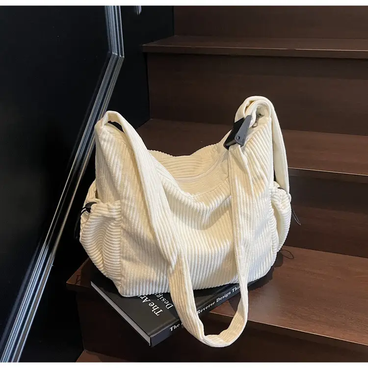 Black Lazy Underarm Tote Bag for Women New Corduroy Commuter Shoulder Crossbody — feature 16