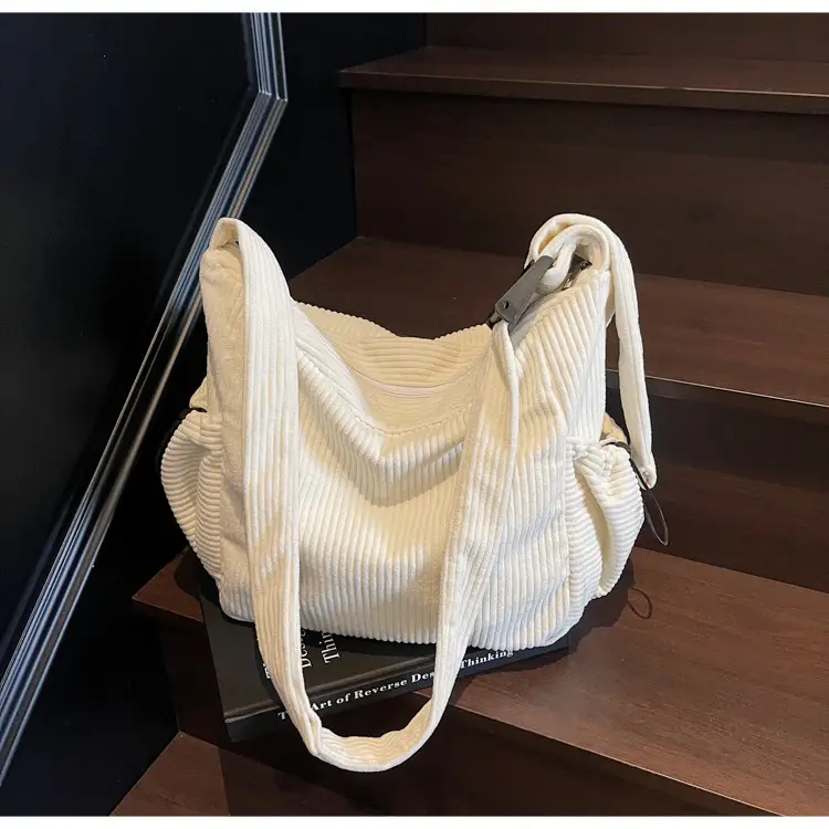 Black Lazy Underarm Tote Bag for Women New Corduroy Commuter Shoulder Crossbody — feature 17