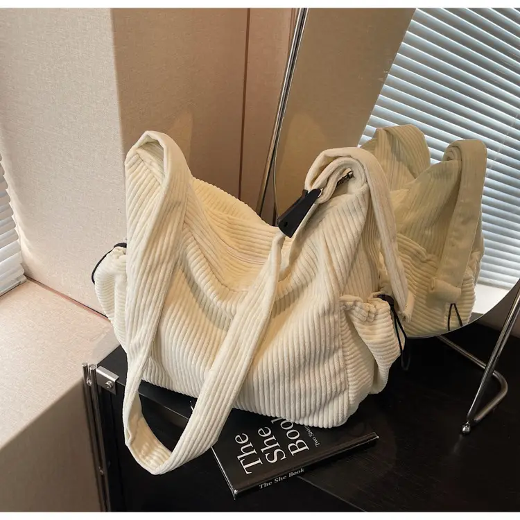 Black Lazy Underarm Tote Bag for Women New Corduroy Commuter Shoulder Crossbody — feature 19