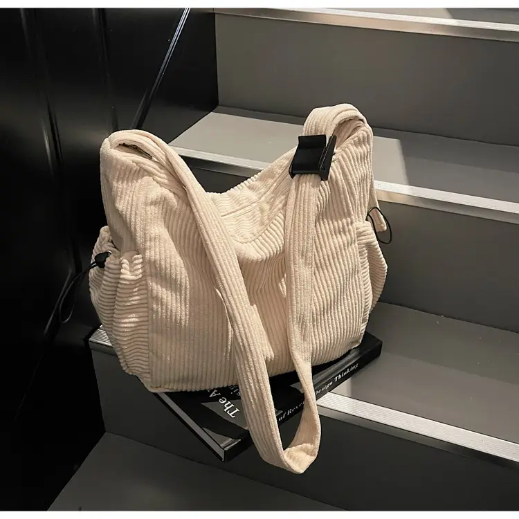 Black Lazy Underarm Tote Bag for Women New Corduroy Commuter Shoulder Crossbody — feature 23