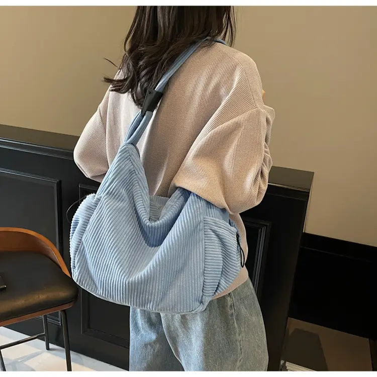 Black Lazy Underarm Tote Bag for Women New Corduroy Commuter Shoulder Crossbody — feature 47