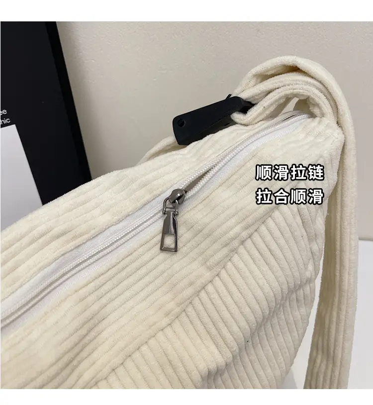 Black Lazy Underarm Tote Bag for Women New Corduroy Commuter Shoulder Crossbody — feature 5