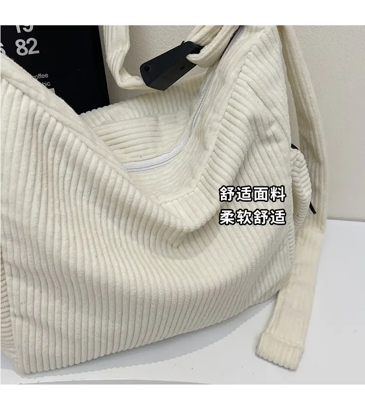 Black Lazy Underarm Tote Bag for Women New Corduroy Commuter Shoulder Crossbody — feature 6