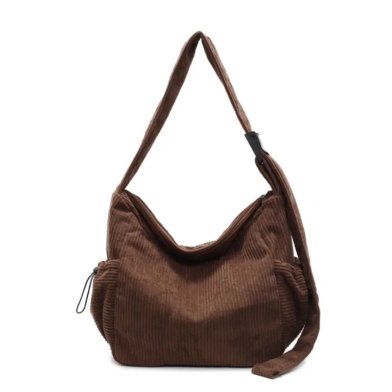 Black Lazy Underarm Tote Bag for Women New Corduroy Commuter Shoulder Crossbody - Image 4