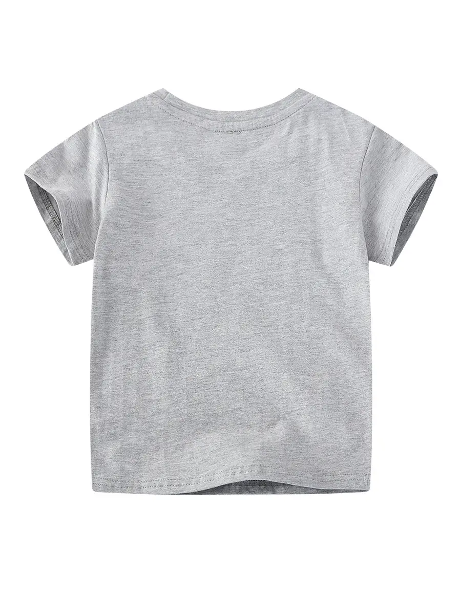 2025 Spring Boys Knitted T-Shirt Gray Embroidered - Image 3