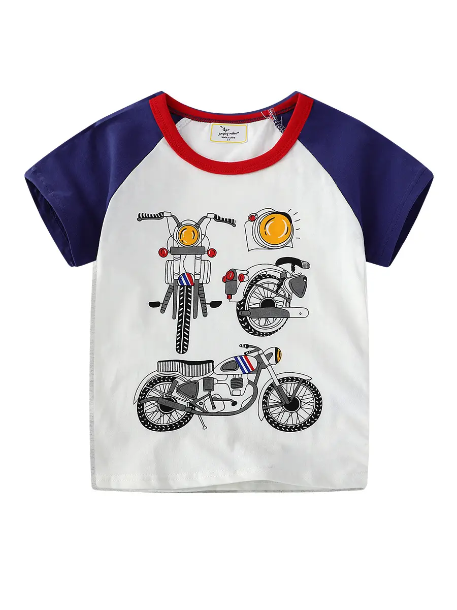 2026 Boys T-Shirt Motorcycle Print European American Style - Image 6