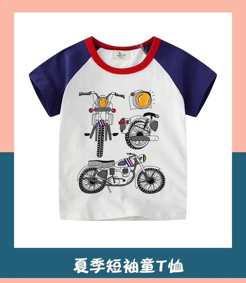 2026 Boys T-Shirt Motorcycle Print European American Style β feature 2