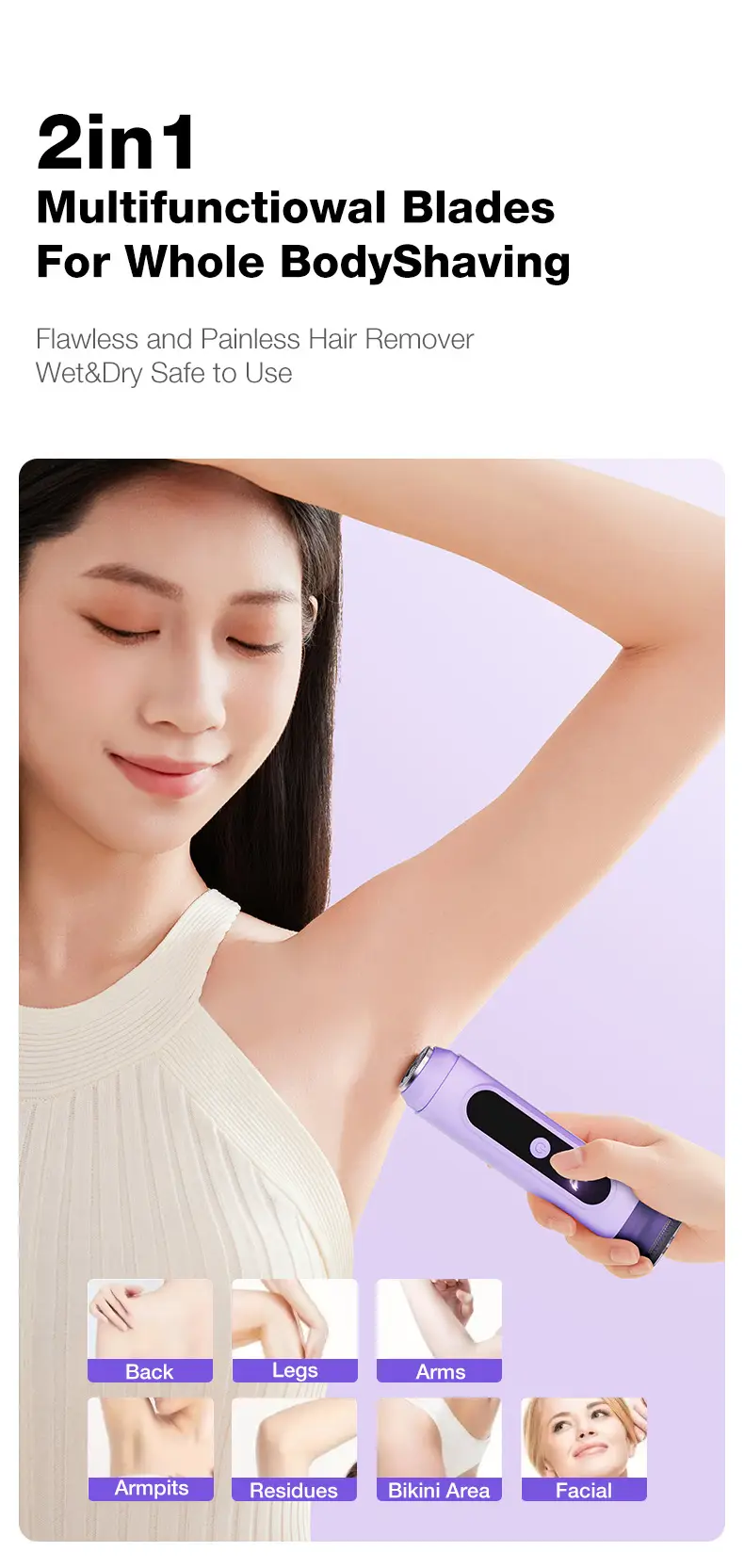 Pink Double-Head Electric Shaving Device for Women — feature 5