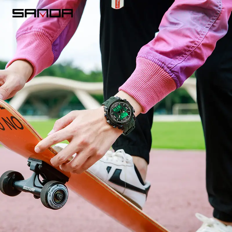 Sanda Multifunctional Electronic Watch Black Red Sport Waterproof - Image 23