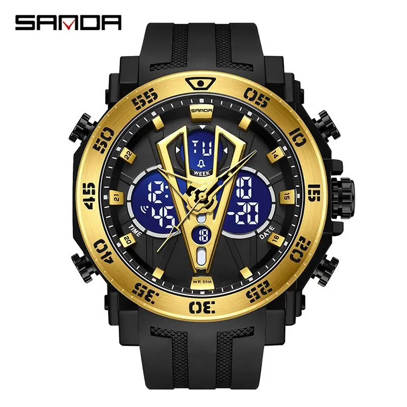 Sanda Multifunctional Electronic Watch Black Red Sport Waterproof - Image 12