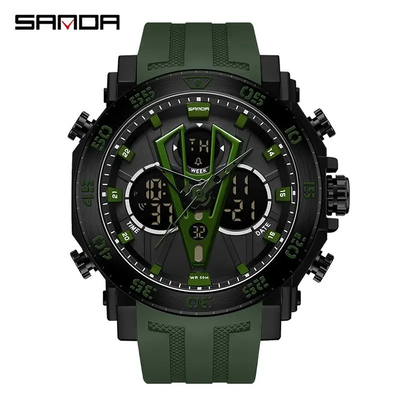 Sanda Multifunctional Electronic Watch Black Red Sport Waterproof - Image 13