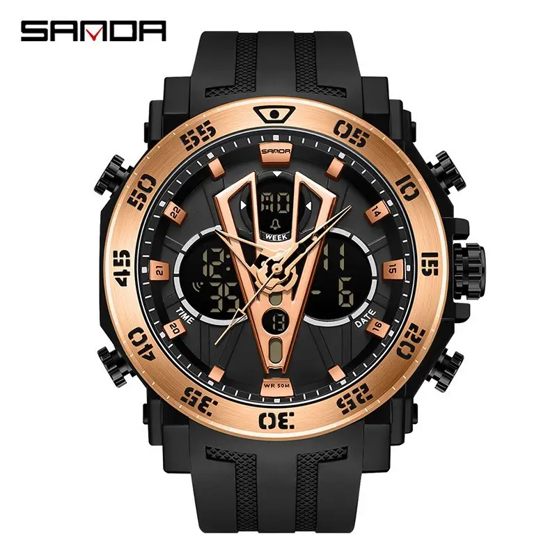 Sanda Multifunctional Electronic Watch Black Red Sport Waterproof - Image 15