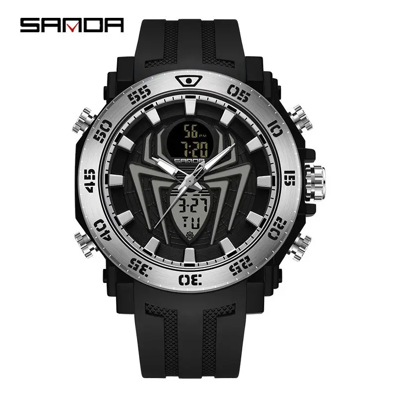 Sanda Multifunctional Electronic Watch Black Red Sport Waterproof - Image 16