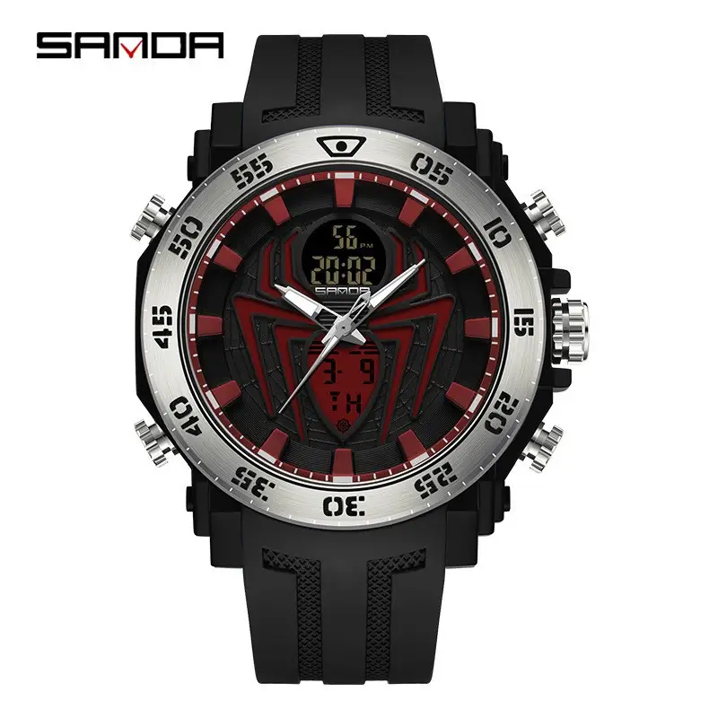 Sanda Multifunctional Electronic Watch Black Red Sport Waterproof - Image 19
