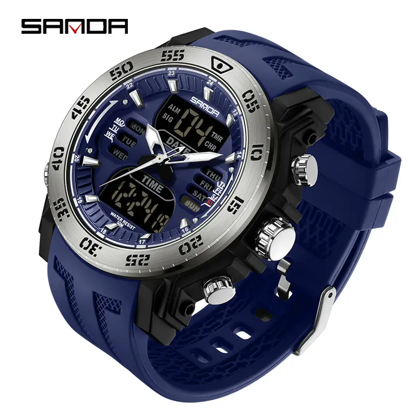 Sanda Multifunctional Electronic Watch Black Red Sport Waterproof - Image 6
