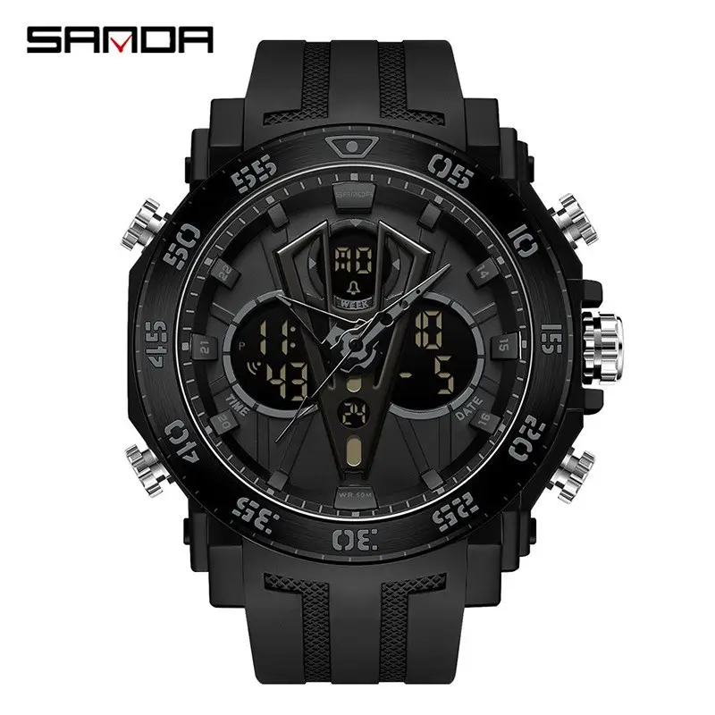 Sanda Multifunctional Electronic Watch Black Red Sport Waterproof - Image 8