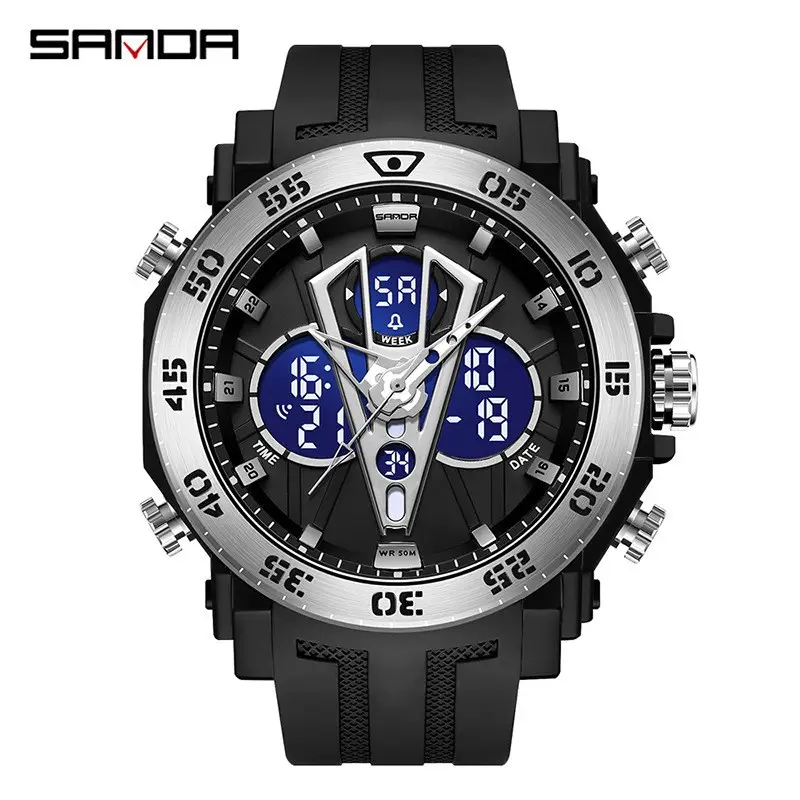 Sanda Multifunctional Electronic Watch Black Red Sport Waterproof - Image 9