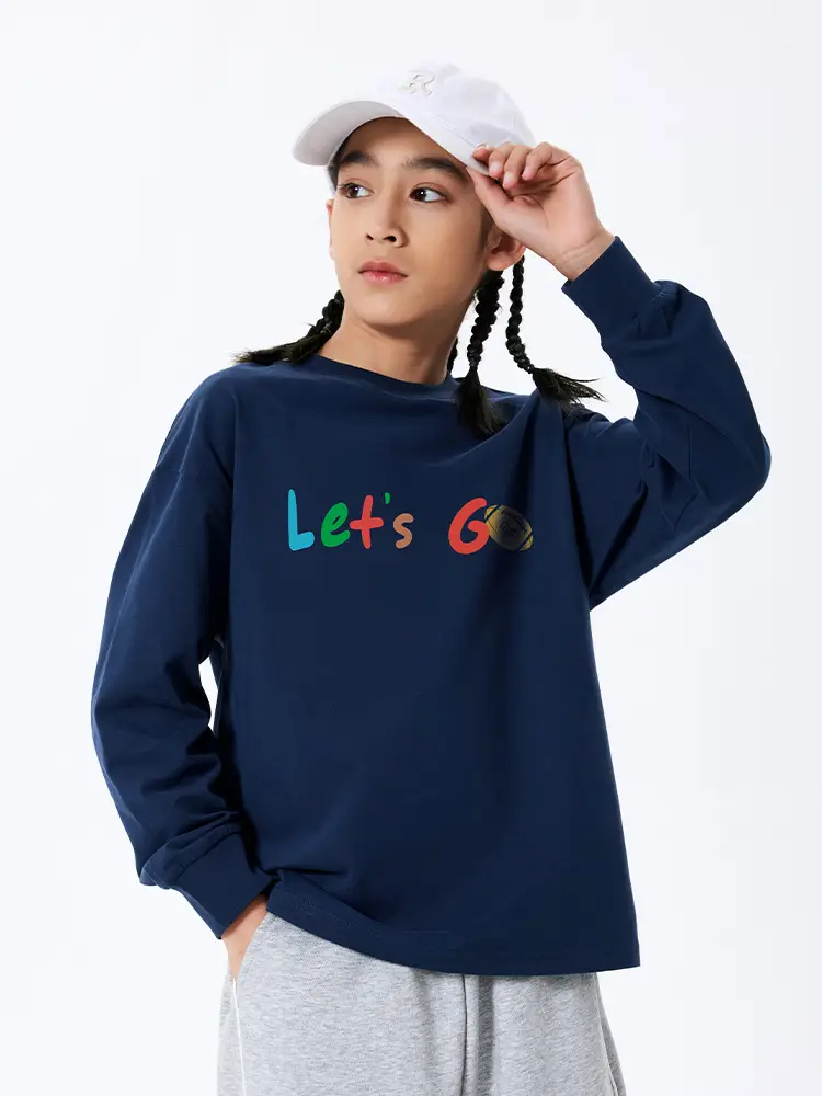 Kids Let's Go Sweatshirt Navy Blue Long Sleeve - Image 6