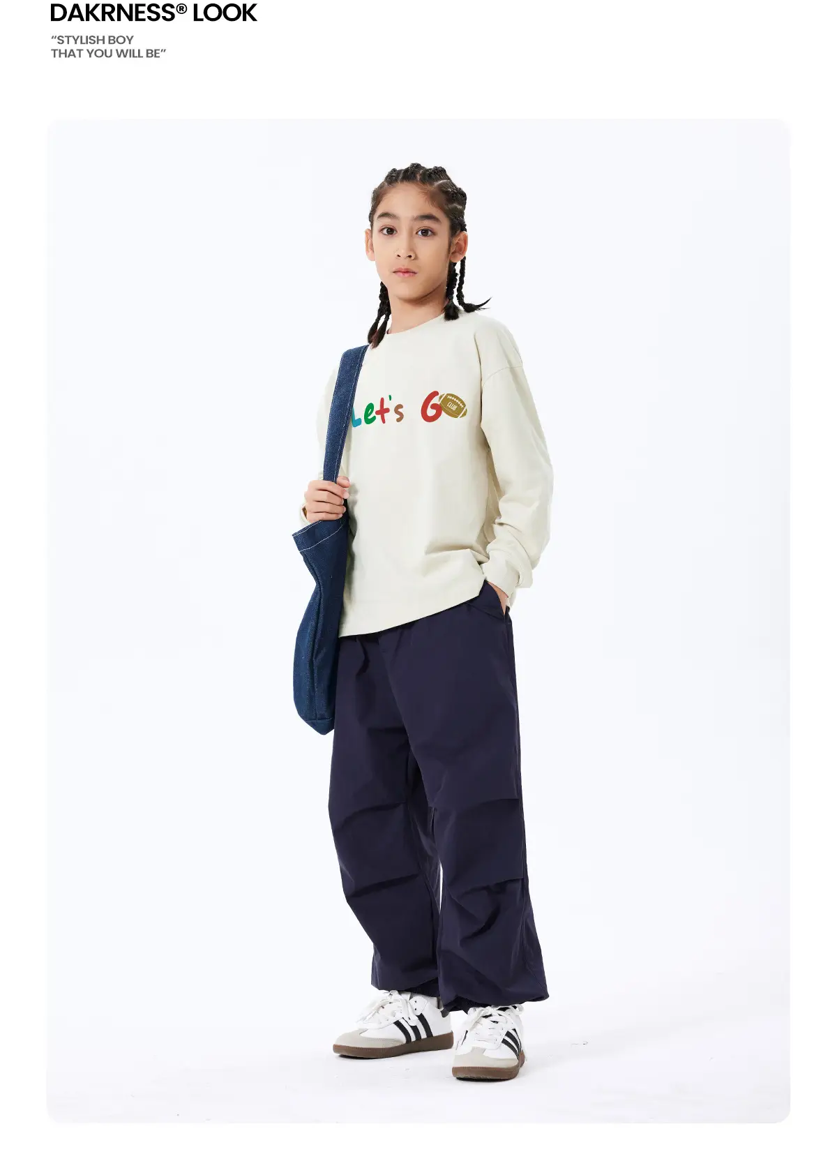 Kids Let's Go Sweatshirt Navy Blue Long Sleeve — feature 12