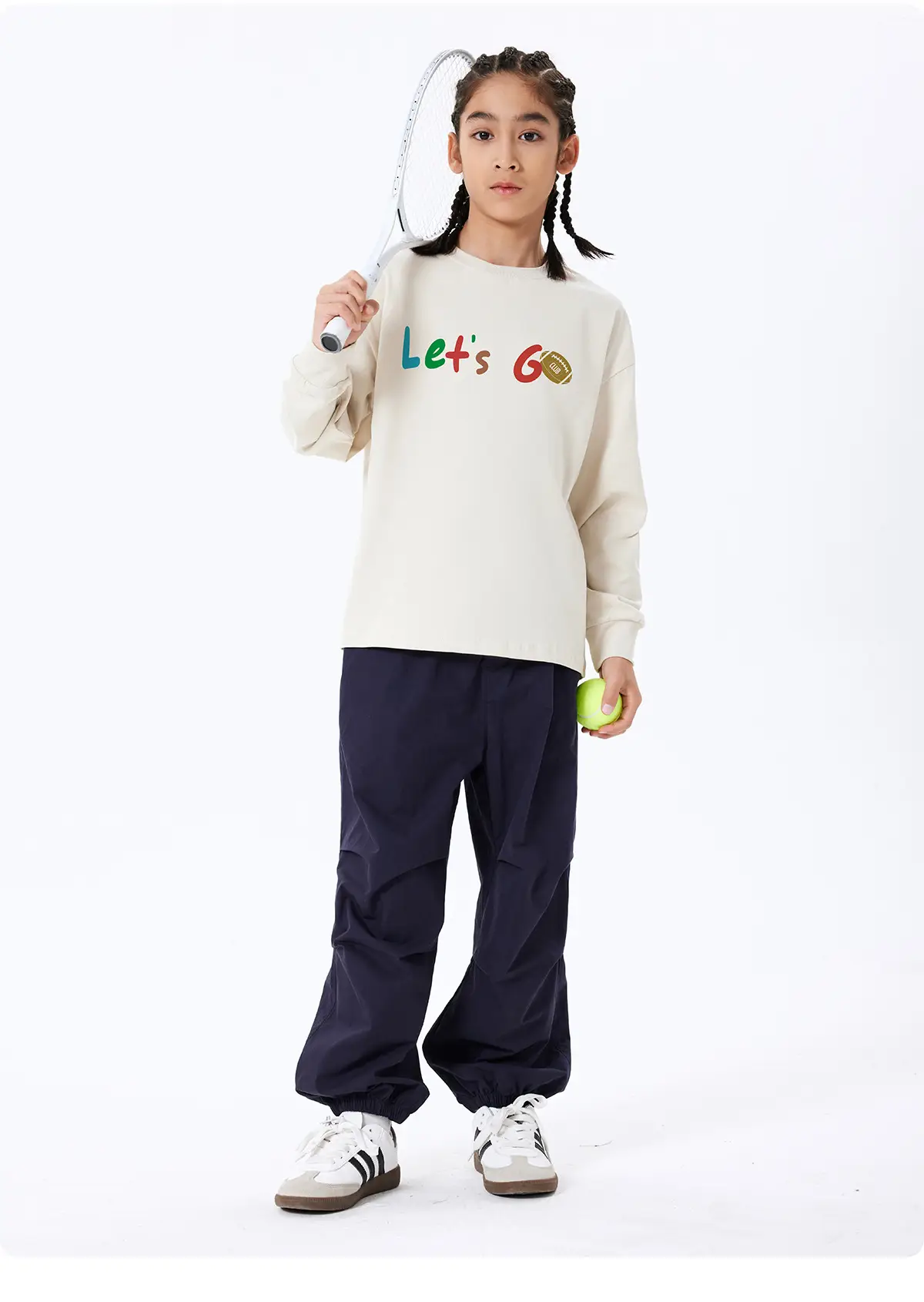 Kids Let's Go Sweatshirt Navy Blue Long Sleeve — feature 13