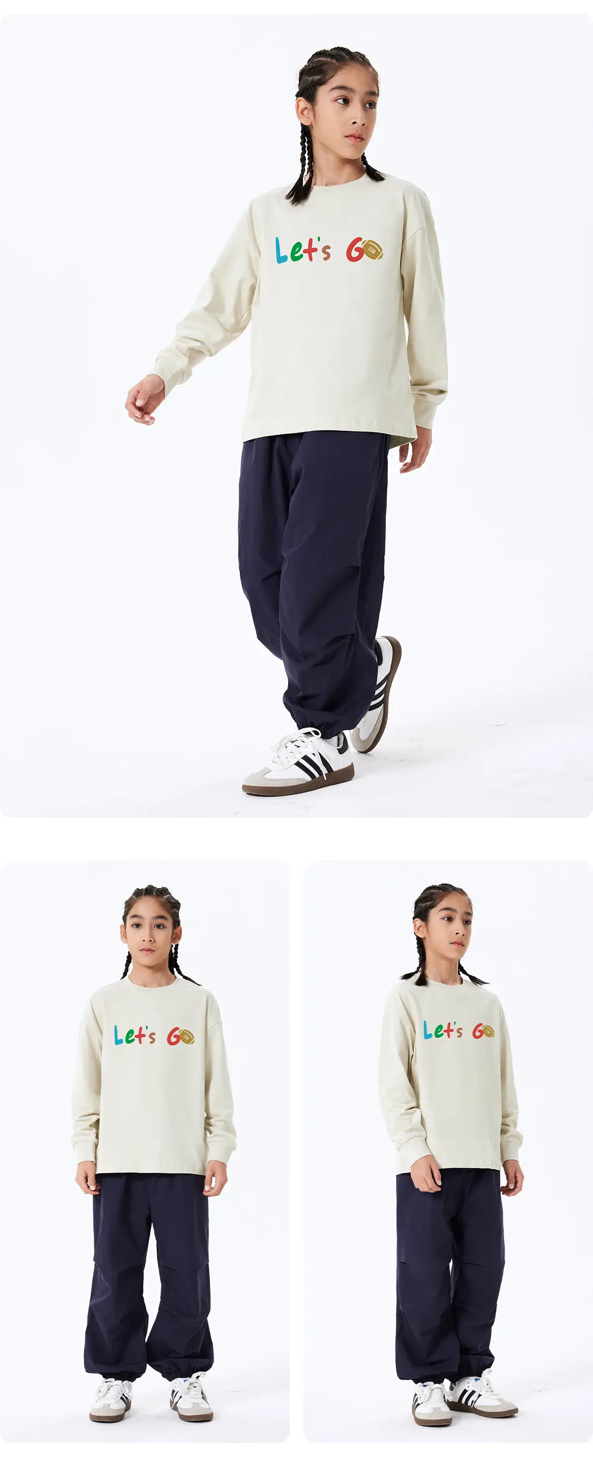 Kids Let's Go Sweatshirt Navy Blue Long Sleeve — feature 14