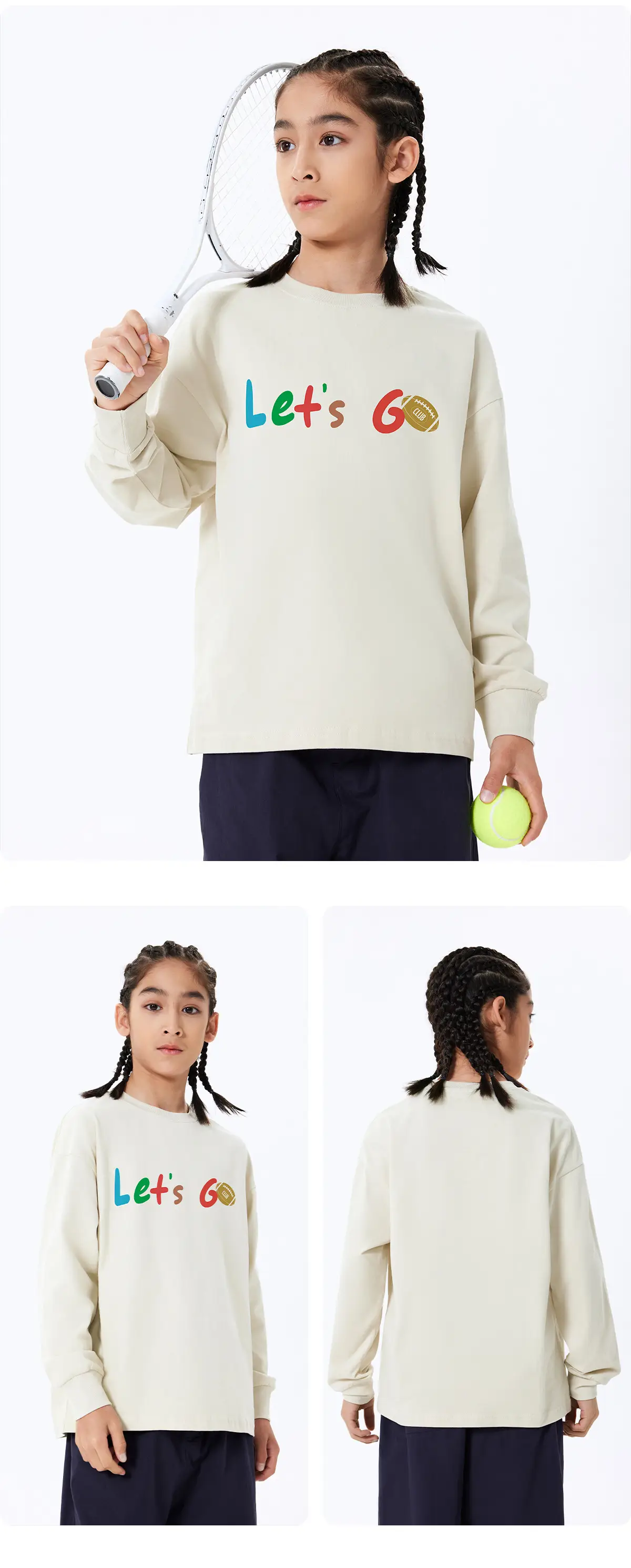 Kids Let's Go Sweatshirt Navy Blue Long Sleeve — feature 15