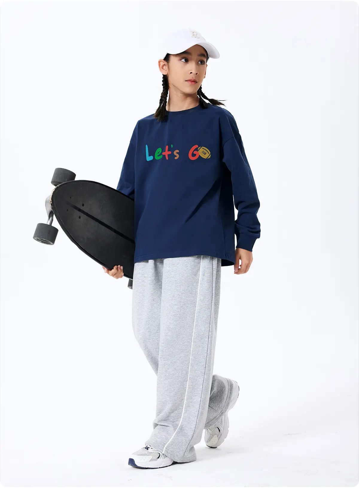 Kids Let's Go Sweatshirt Navy Blue Long Sleeve — feature 23