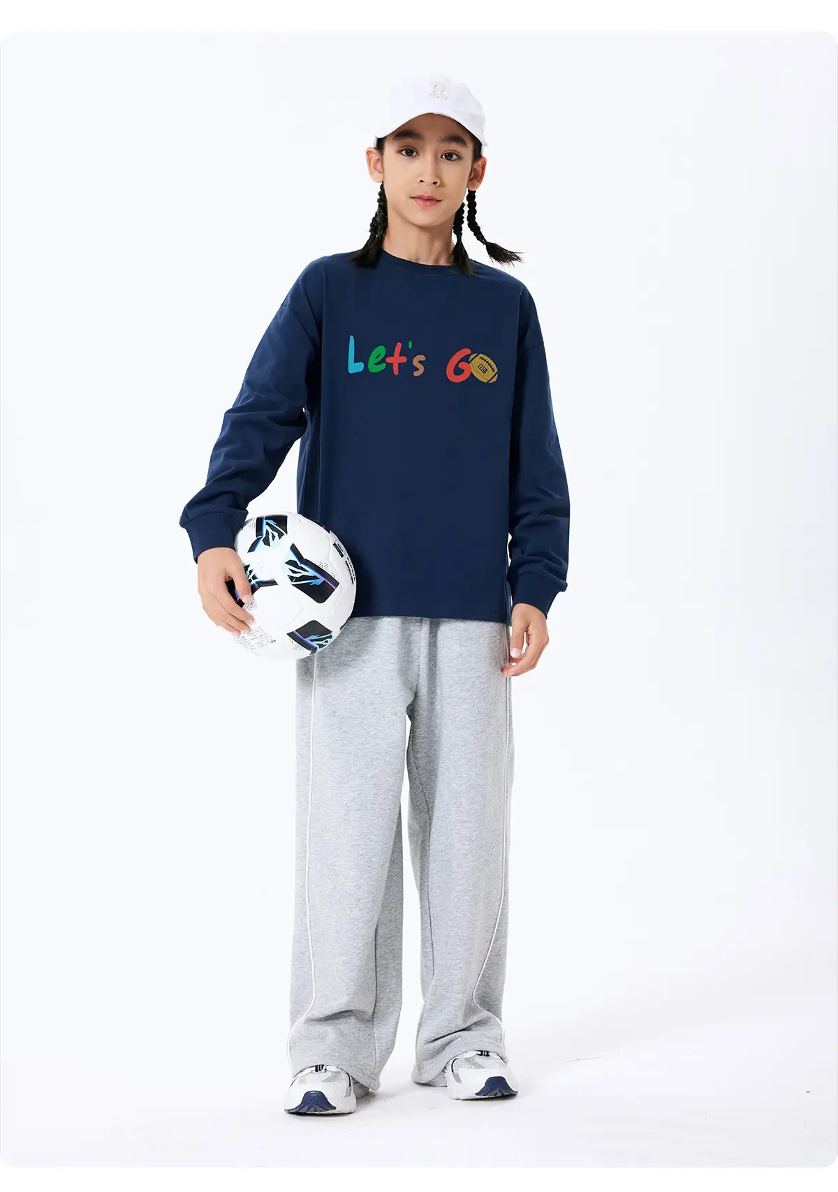 Kids Let's Go Sweatshirt Navy Blue Long Sleeve — feature 24