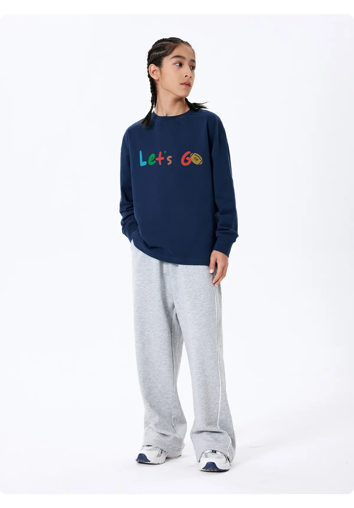 Kids Let's Go Sweatshirt Navy Blue Long Sleeve — feature 25