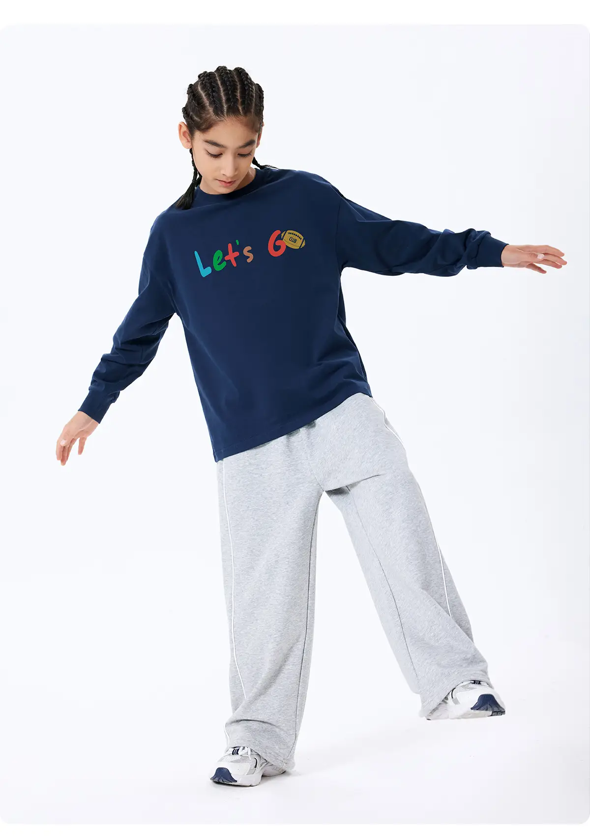 Kids Let's Go Sweatshirt Navy Blue Long Sleeve — feature 26