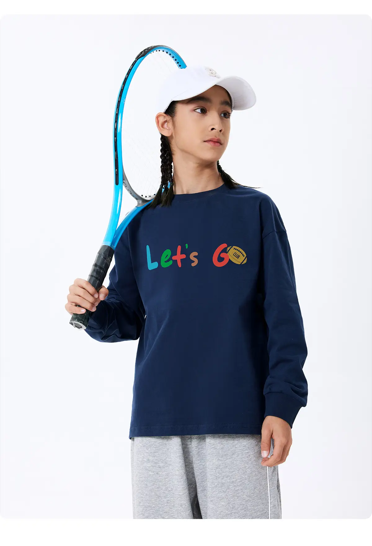 Kids Let's Go Sweatshirt Navy Blue Long Sleeve — feature 27