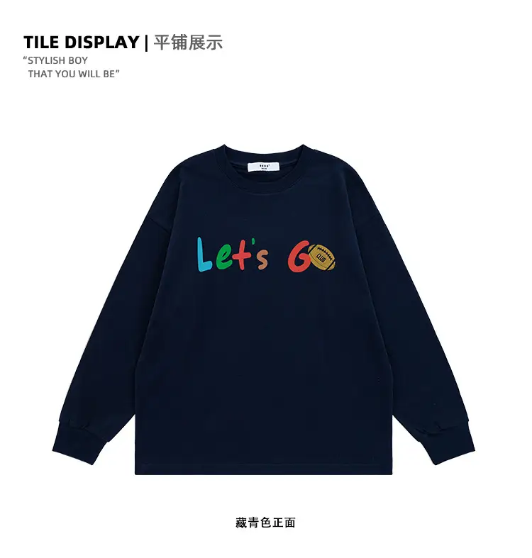 Kids Let's Go Sweatshirt Navy Blue Long Sleeve — feature 30