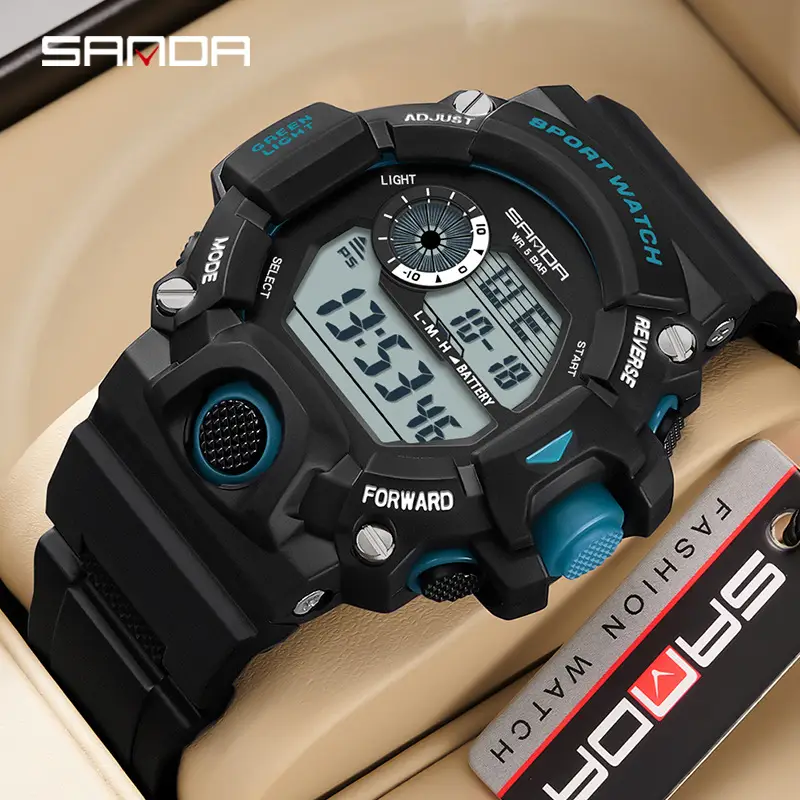 Sanda Youth Sports Chronograph Watch Black Blue Waterproof - Image 9
