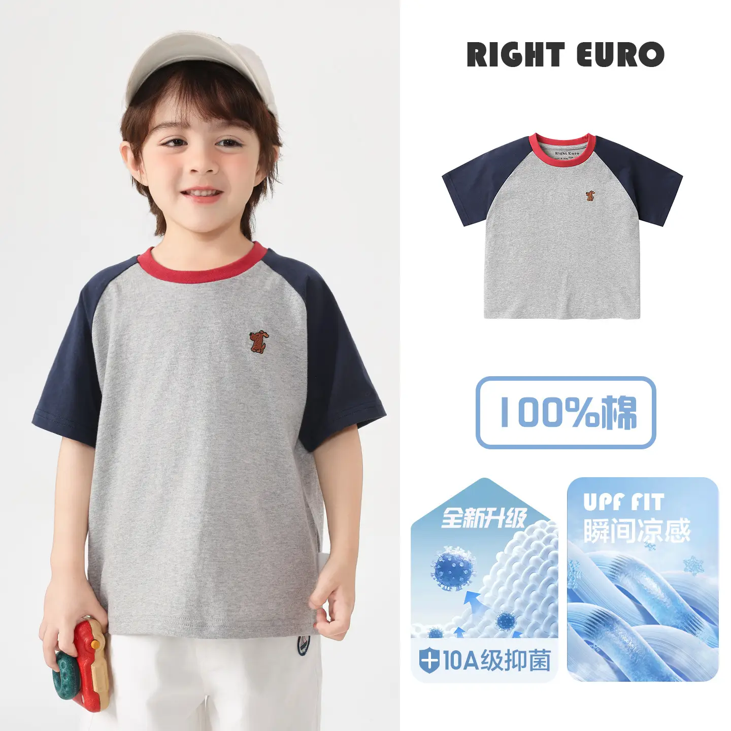Right Euro Boys T-Shirt Red Cotton Summer Wear - Image 5