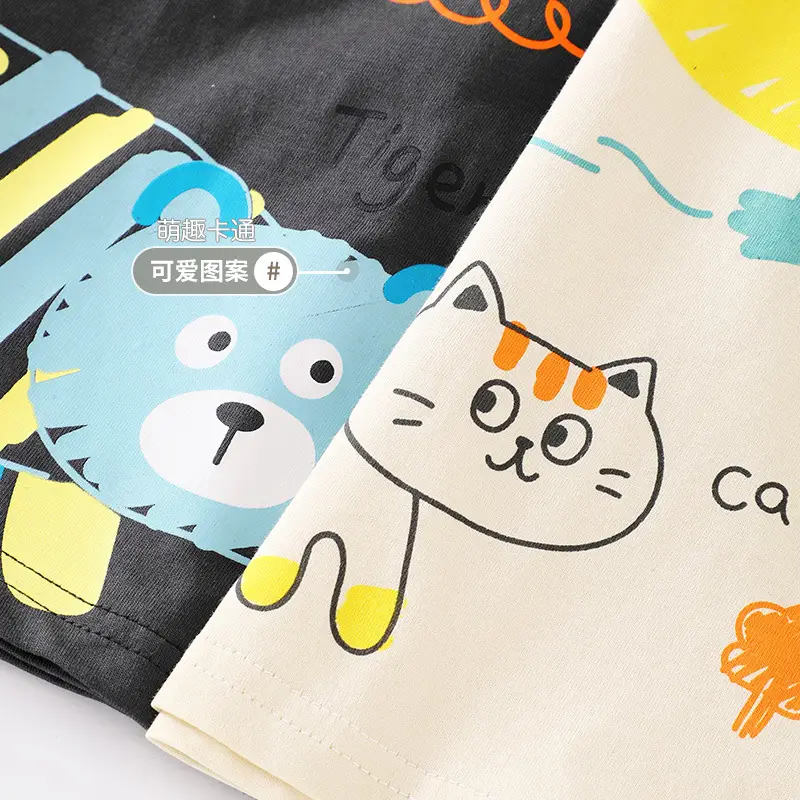 Boys Cotton T-Shirt Black Lion Bear Print Summer 2025