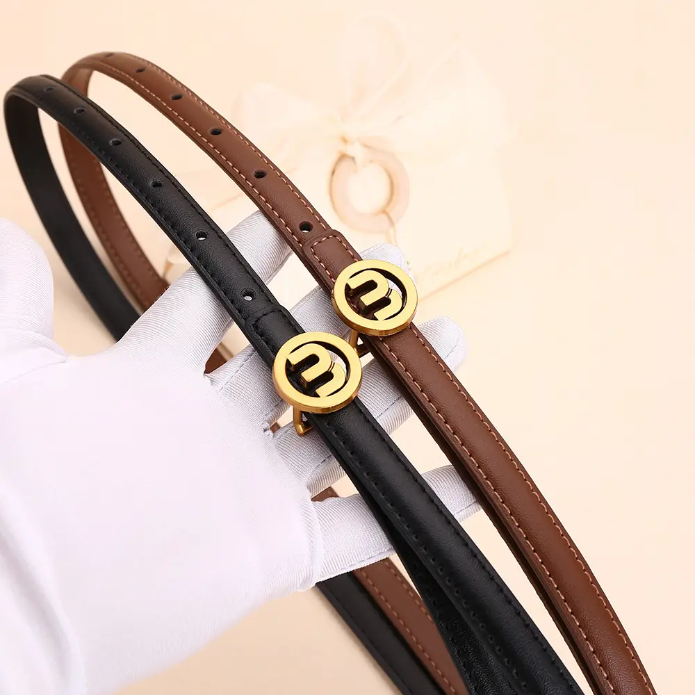Women's M-Shaped Buckle Belt Leather Dress Belt - Image 9