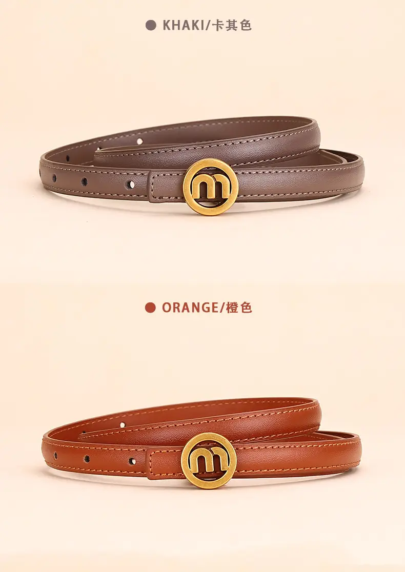 Women's M-Shaped Buckle Belt Leather Dress Belt — feature 10