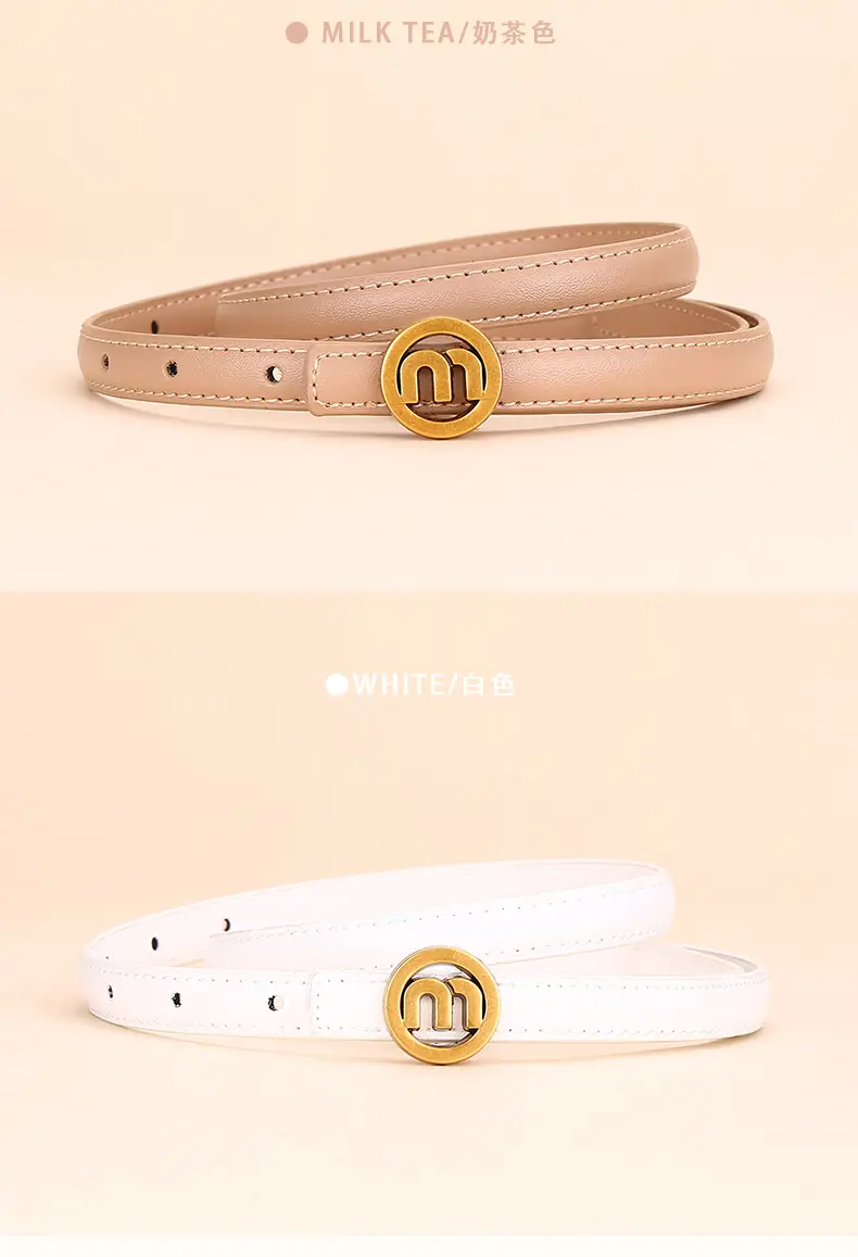 Women's M-Shaped Buckle Belt Leather Dress Belt — feature 11