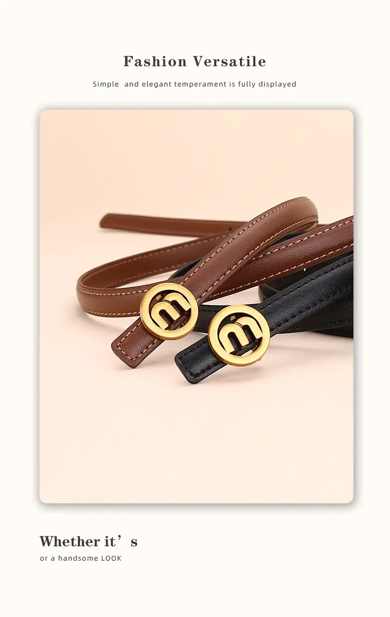Women's M-Shaped Buckle Belt Leather Dress Belt — feature 13