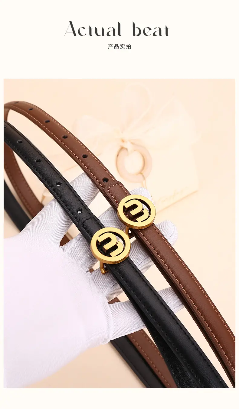 Women's M-Shaped Buckle Belt Leather Dress Belt — feature 14