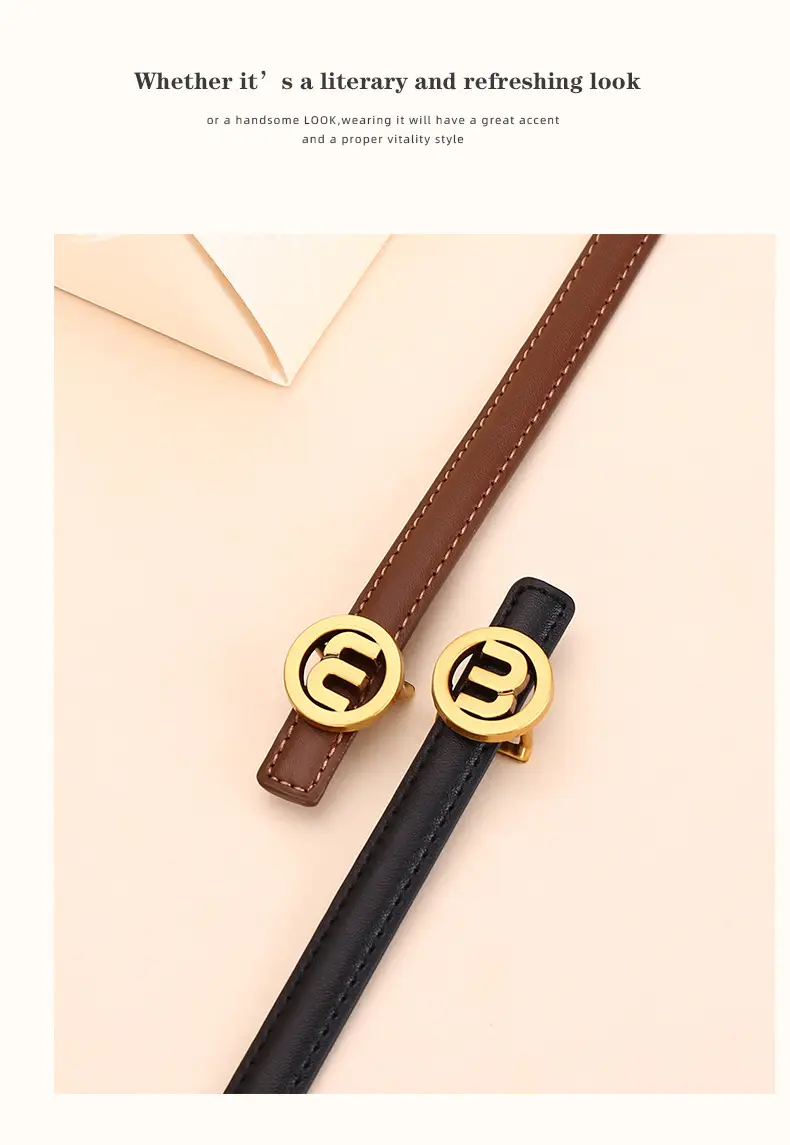 Women's M-Shaped Buckle Belt Leather Dress Belt — feature 17
