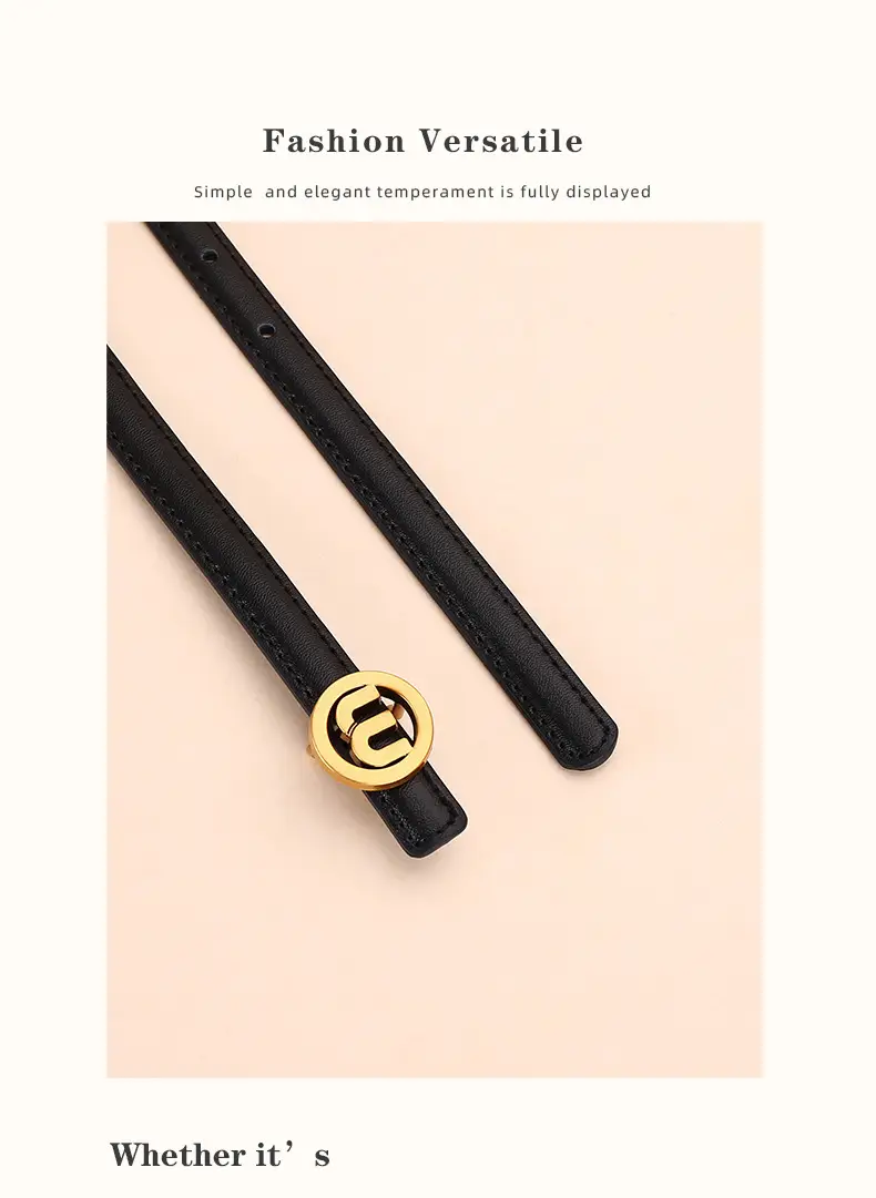 Women's M-Shaped Buckle Belt Leather Dress Belt — feature 19