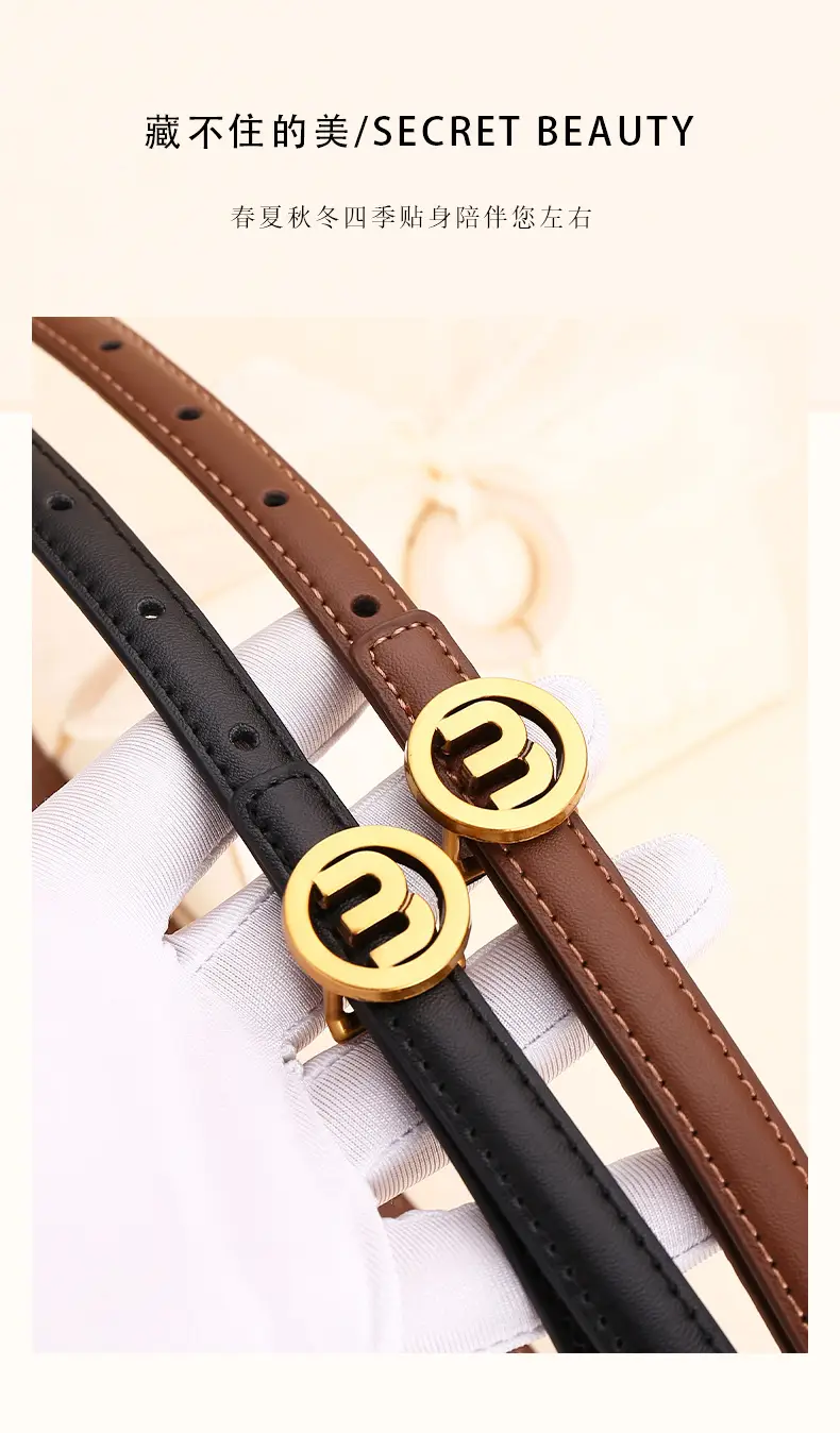 Women's M-Shaped Buckle Belt Leather Dress Belt — feature 3