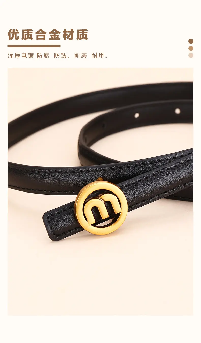 Women's M-Shaped Buckle Belt Leather Dress Belt — feature 5