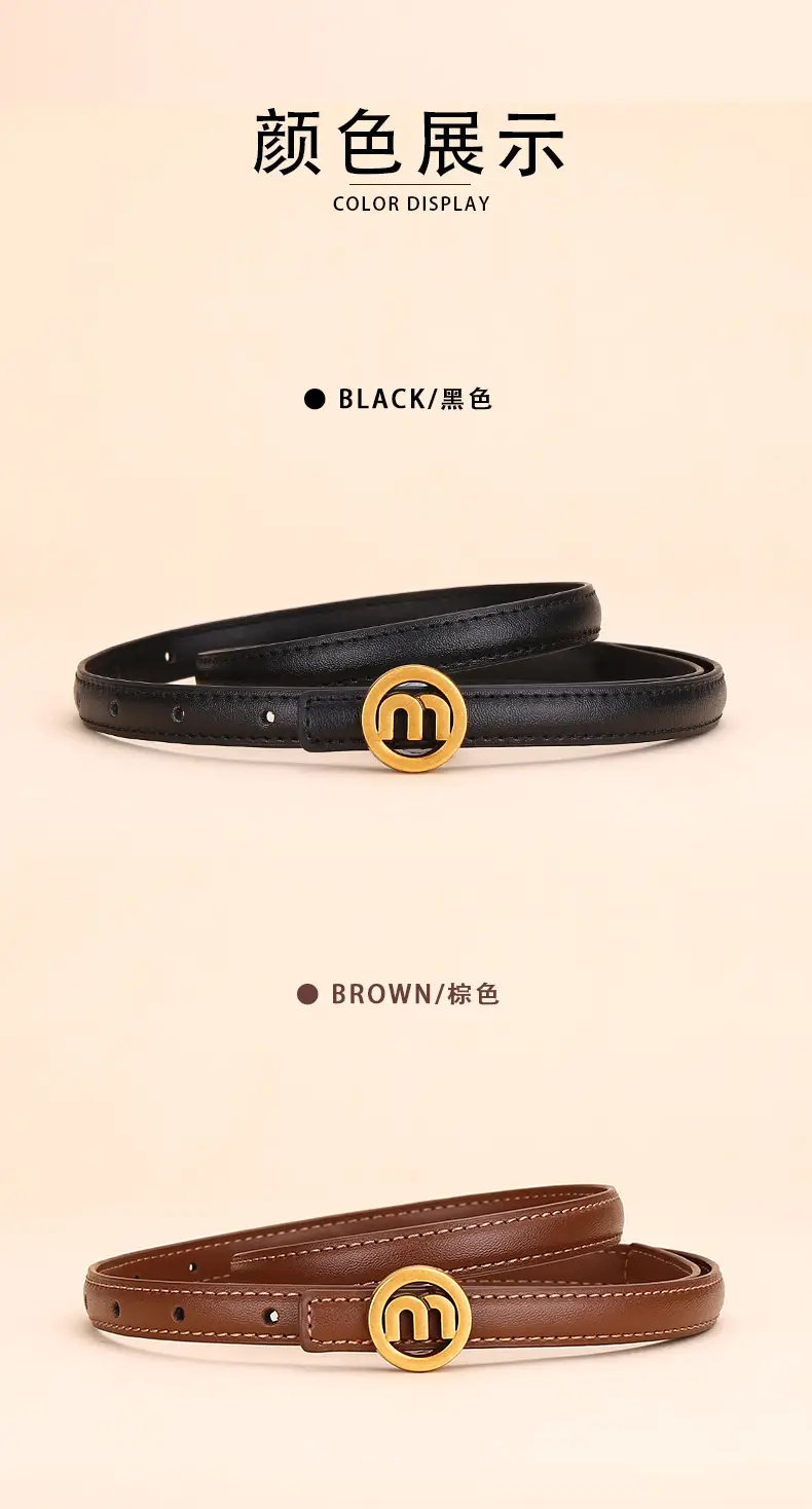 Women's M-Shaped Buckle Belt Leather Dress Belt — feature 9