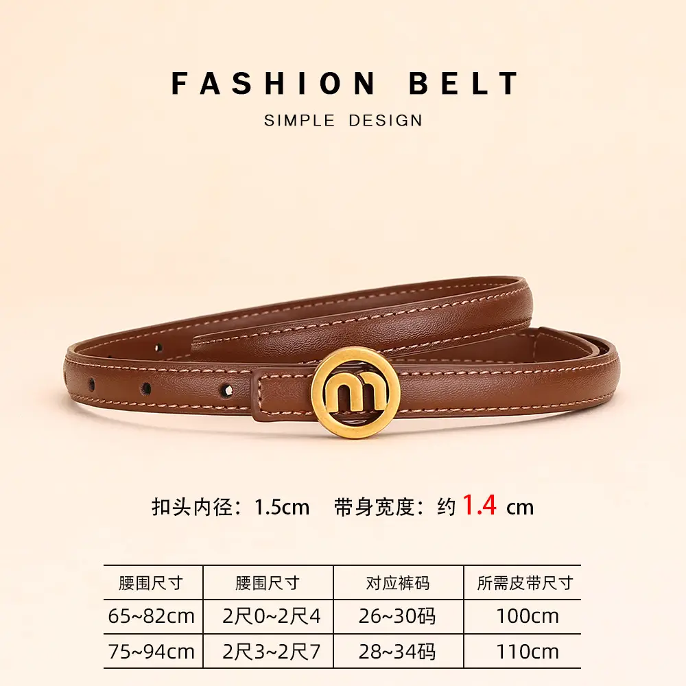 Women's M-Shaped Buckle Belt Leather Dress Belt - Image 2