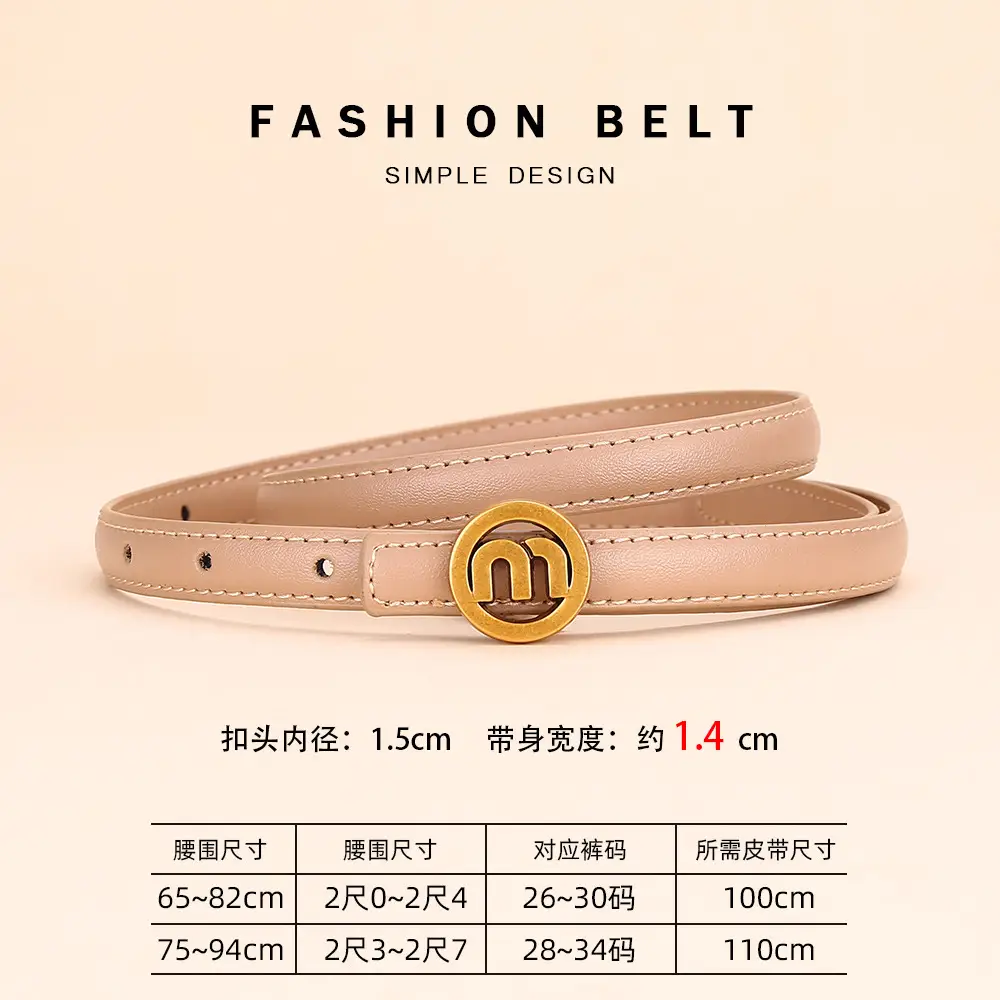 Women's M-Shaped Buckle Belt Leather Dress Belt - Image 4
