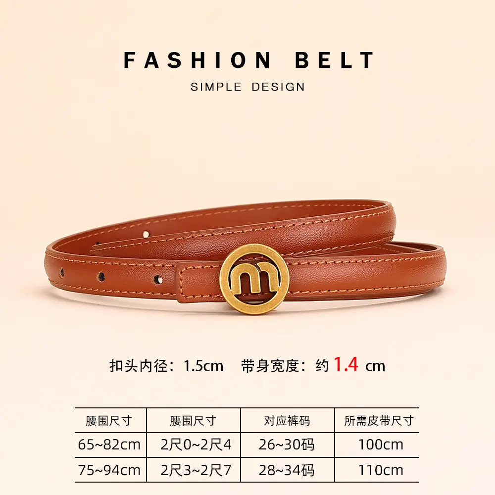 Women's M-Shaped Buckle Belt Leather Dress Belt - Image 5